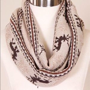 Reindeer Print Fair Isle Infinity Scarf